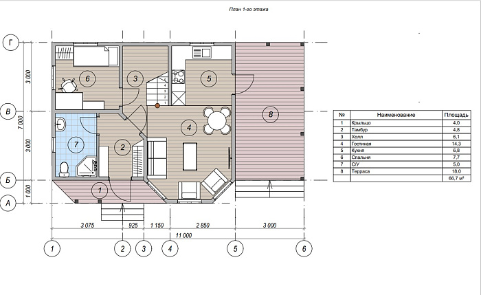  Эталон с террасой планировка